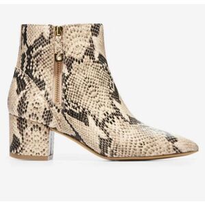 Cole Haan Grand Eva Leather Ankle Booties Snakeskin‎ Embossed Size 6 New